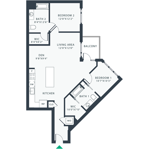 a floor plan of a bedroom apartment with a bedroom and a living room